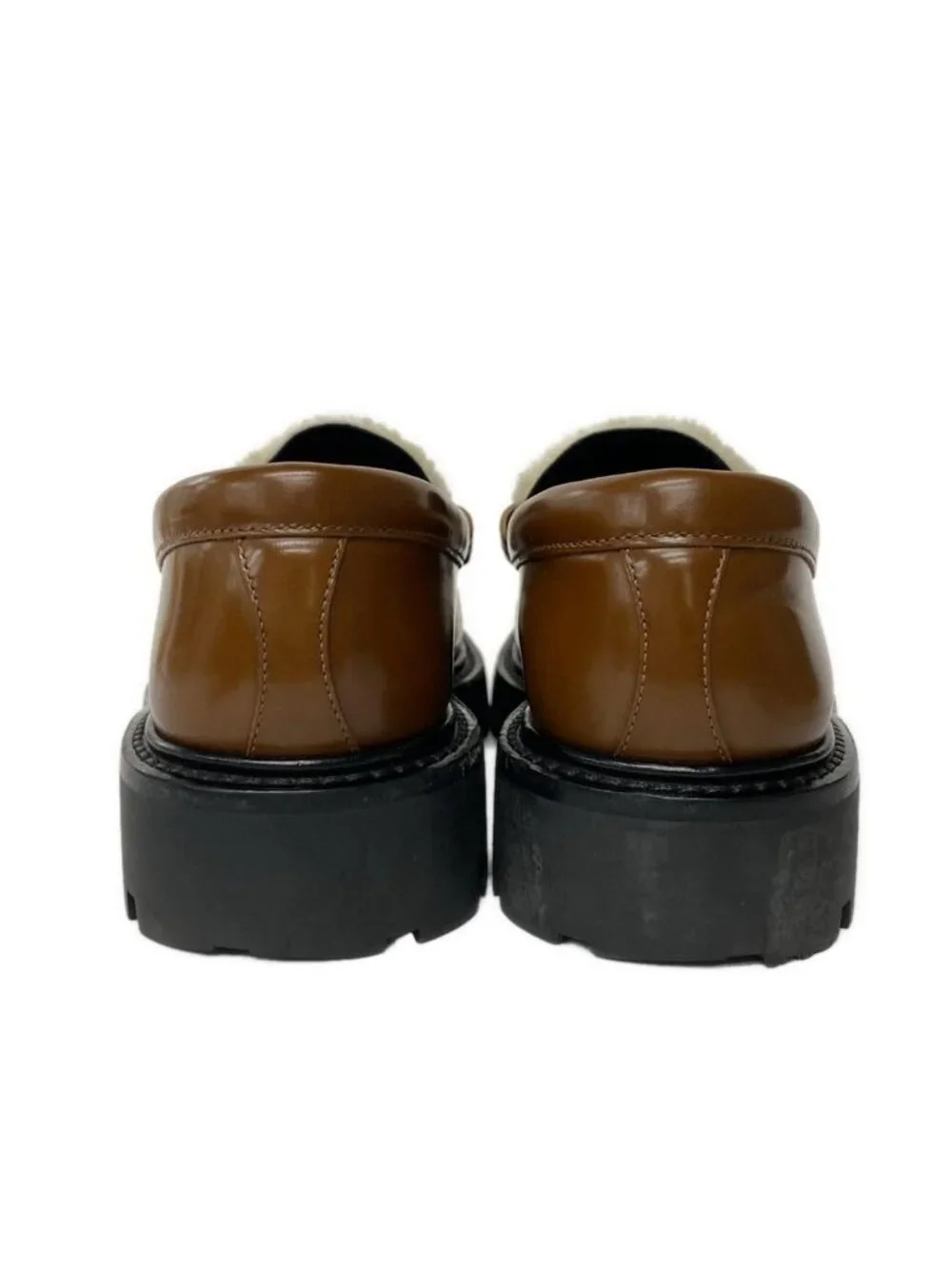 Celine Loafers 35 Margaret Brown White Tassel Triomphe Fleece Leather - Picture 3 of 9